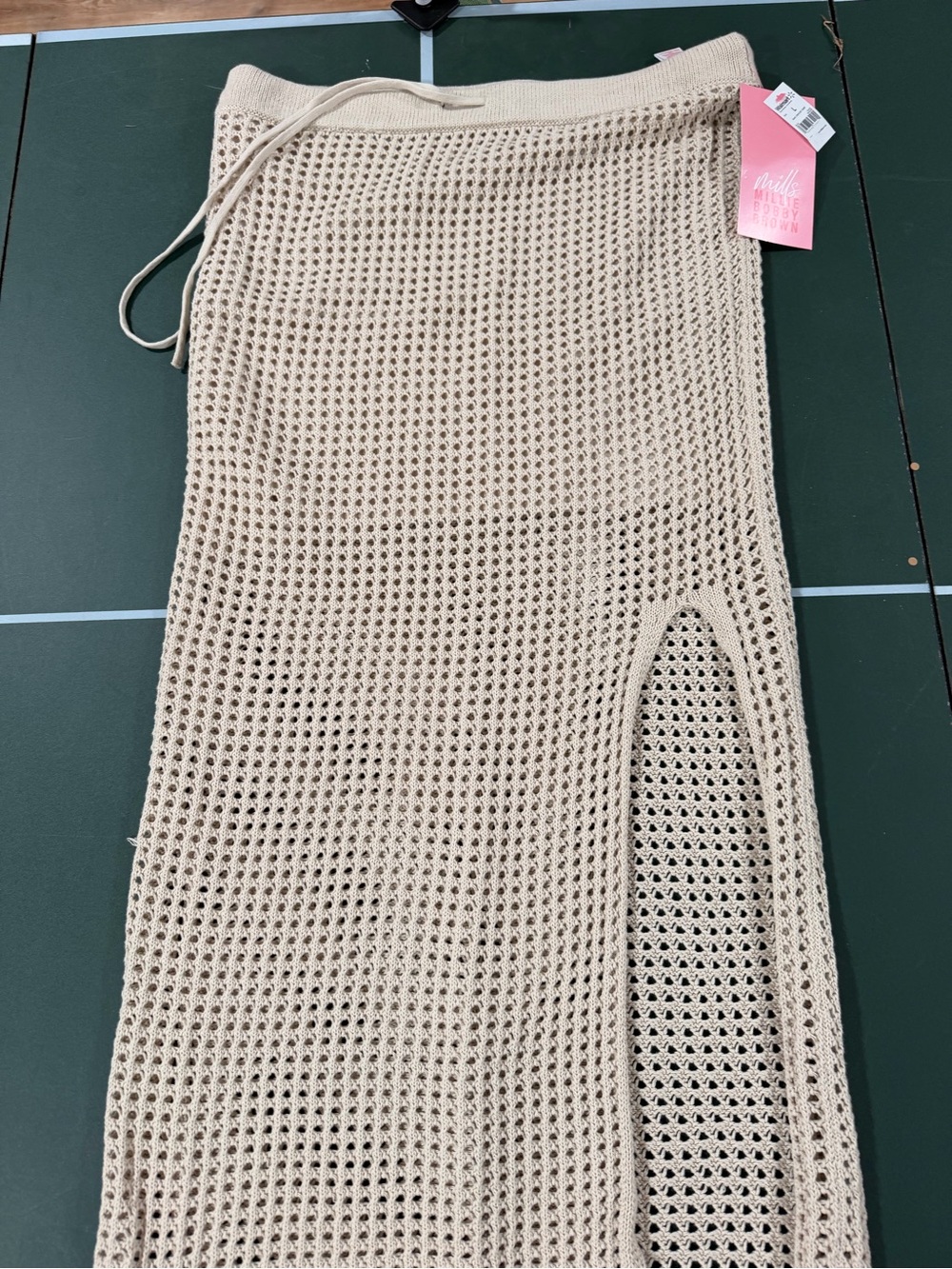 Neutral Crochet Swim Sarong with Side Slit